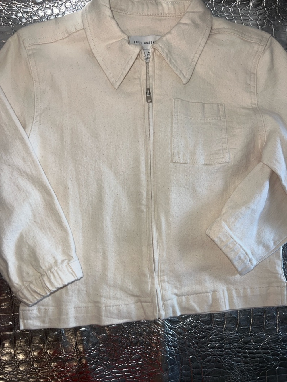 FREE ASSEMBLY Kids Cream Zip-Front Jean Jacket
